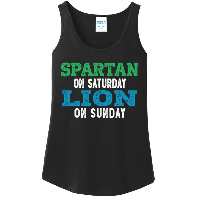 Spartan On Saturday Lion On Sunday Football Fans Vintage Ladies Essential Tank