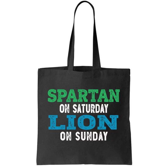 Spartan On Saturday Lion On Sunday Football Fans Vintage Tote Bag