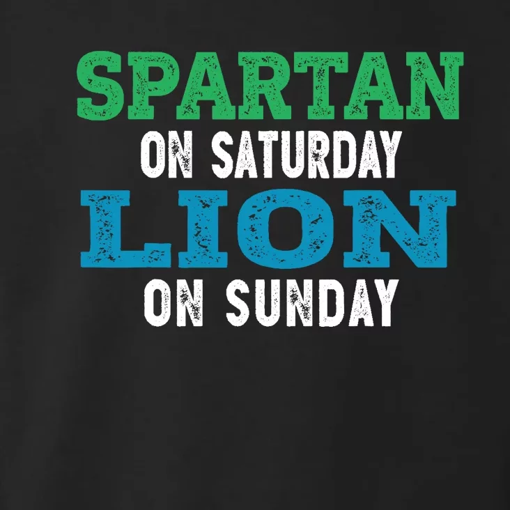 Spartan On Saturday Lion On Sunday Football Fans Vintage Toddler Hoodie