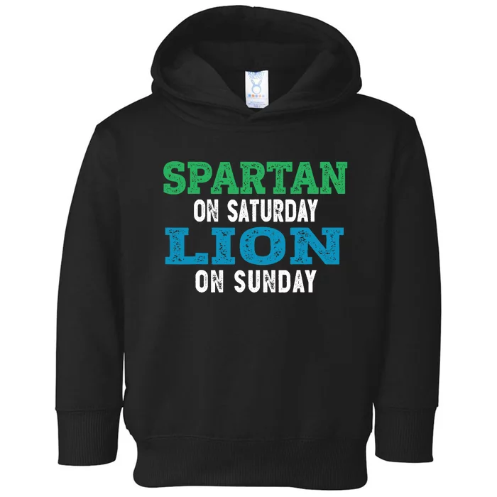 Spartan On Saturday Lion On Sunday Football Fans Vintage Toddler Hoodie