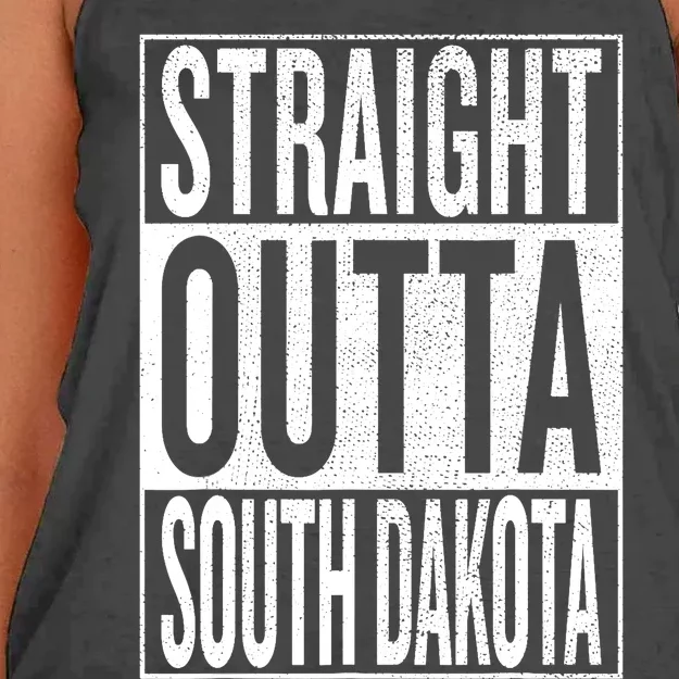 Straight outta South Dakota Great Travel & Gift Idea Women's Knotted Racerback Tank