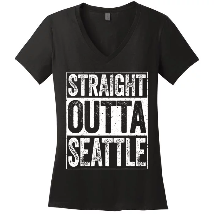 Straight Outta Seattle Washington Women's V-Neck T-Shirt