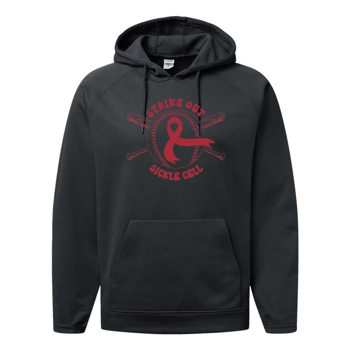 Strike Out Sickle Cell Baseball Sickle Cell Awareness Performance Fleece Hoodie