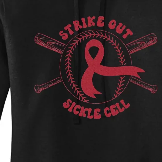 Strike Out Sickle Cell Baseball Sickle Cell Awareness Women's Pullover Hoodie