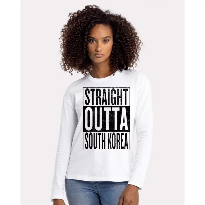 Straight Outta South Korea Great Travel Gift Idea Womens Cotton Relaxed Long Sleeve T-Shirt