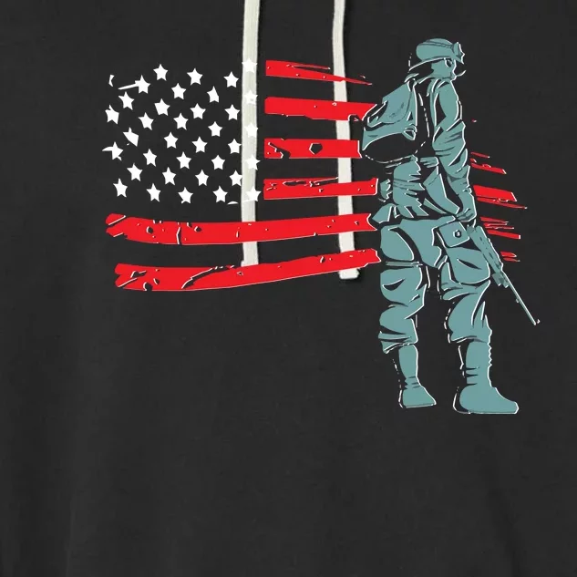 Support Our Soldiers USA American Flag Garment-Dyed Fleece Hoodie