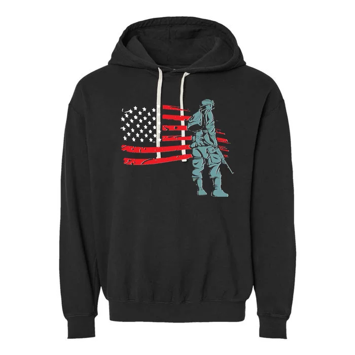 Support Our Soldiers USA American Flag Garment-Dyed Fleece Hoodie