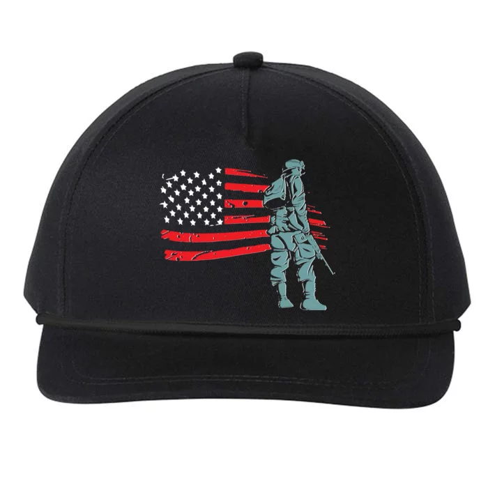 Support Our Soldiers USA American Flag Snapback Five-Panel Rope Hat