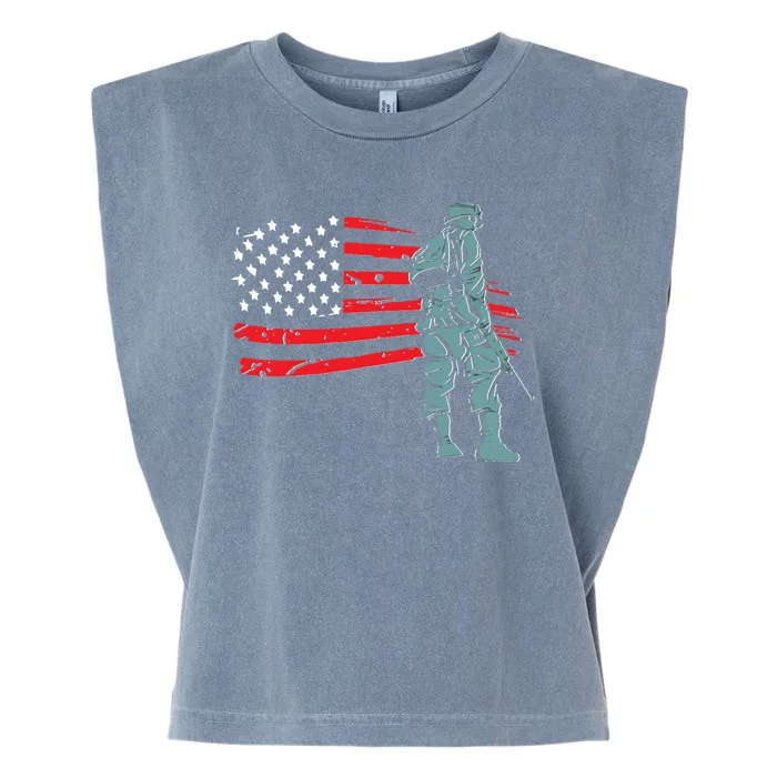 Support Our Soldiers USA American Flag Garment-Dyed Women's Muscle Tee