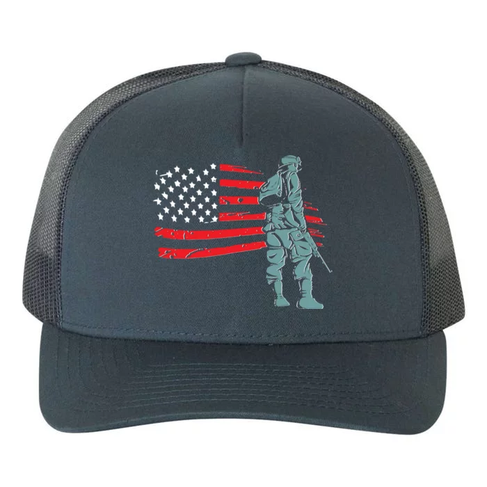 Support Our Soldiers USA American Flag Yupoong Adult 5-Panel Trucker Hat