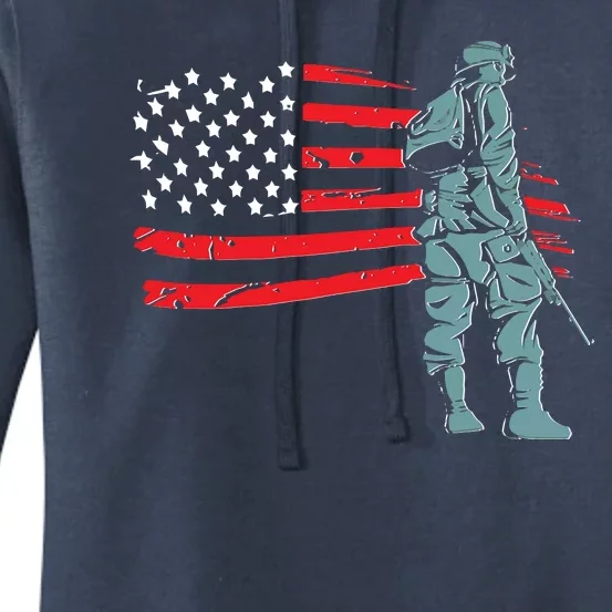 Support Our Soldiers USA American Flag Women's Pullover Hoodie