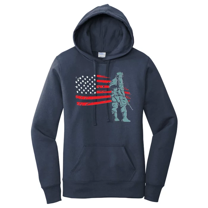 Support Our Soldiers USA American Flag Women's Pullover Hoodie