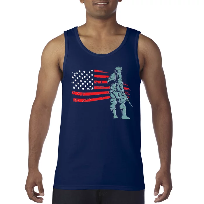 Support Our Soldiers USA American Flag Tank Top