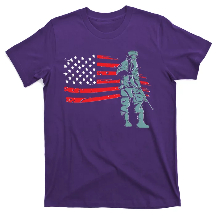 Support Our Soldiers USA American Flag T-Shirt