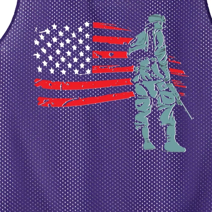 Support Our Soldiers USA American Flag Mesh Reversible Basketball Jersey Tank