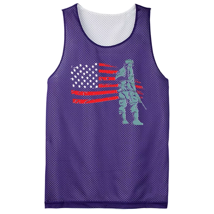 Support Our Soldiers USA American Flag Mesh Reversible Basketball Jersey Tank