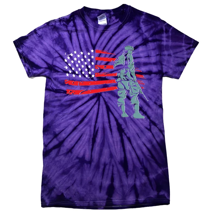 Support Our Soldiers USA American Flag Tie-Dye T-Shirt