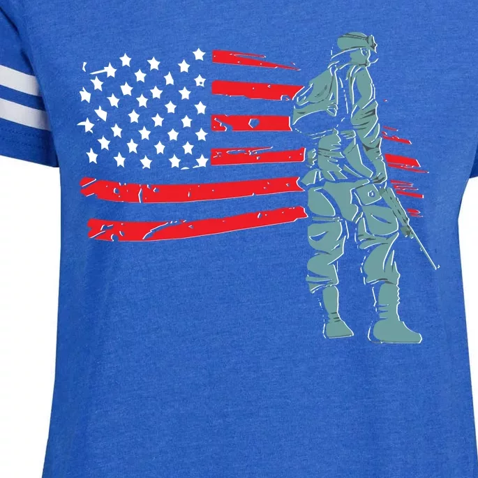 Support Our Soldiers USA American Flag Enza Ladies Jersey Football T-Shirt