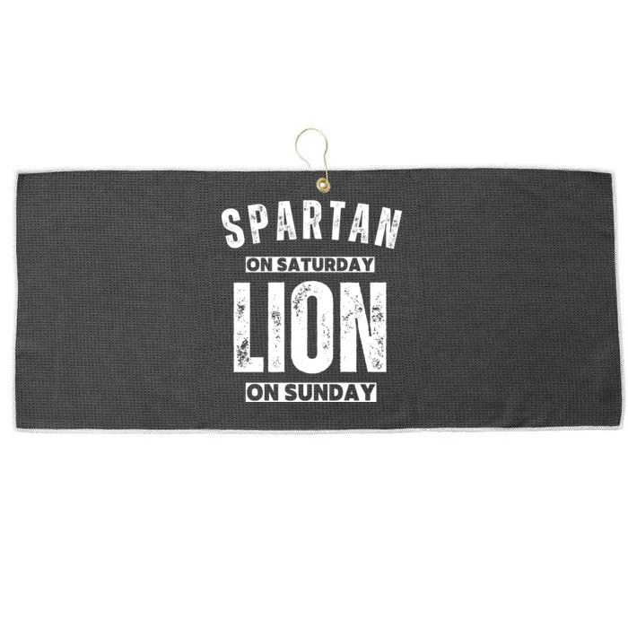 Spartan On Saturday Lion On Sunday Funny Detroit Vintage Large Microfiber Waffle Golf Towel