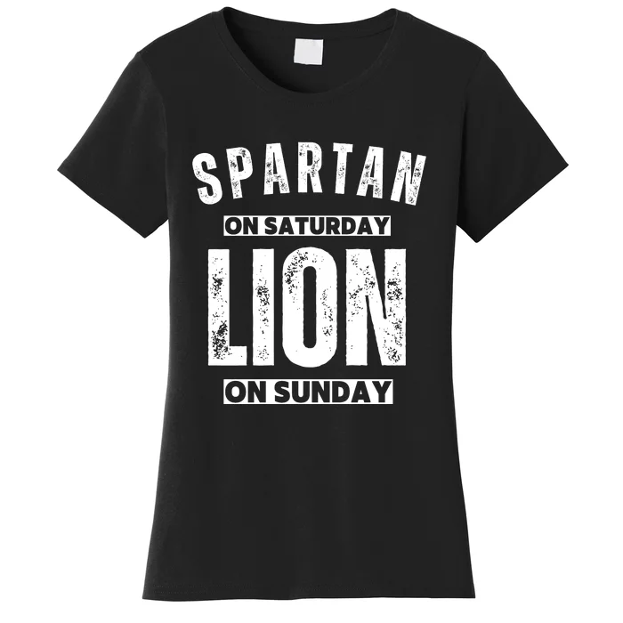 Spartan On Saturday Lion On Sunday Funny Detroit Vintage Women's T-Shirt