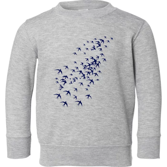 Swarm Of Swallows Flying Flock Of Birds For Nature Lovers Toddler Sweatshirt