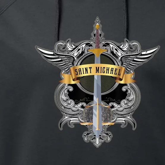 Sword Of Saint Michael The Archangel Catholic Men Performance Fleece Hoodie