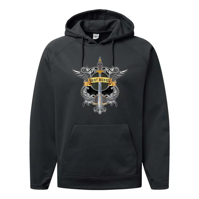 Sword Of Saint Michael The Archangel Catholic Men Performance Fleece Hoodie