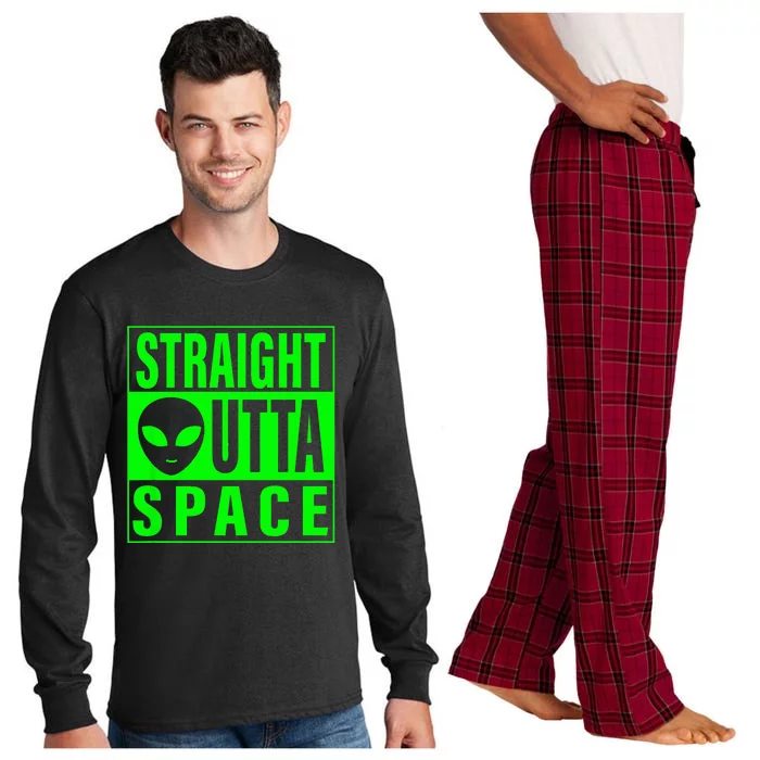 Straight Outta Space Funny Ufo Alien Costume Men Women Kids Long Sleeve Pajama Set