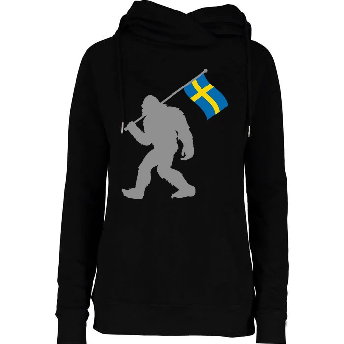 Sverige Or Swedish Flag On Sweden Flag Womens Funnel Neck Pullover Hood