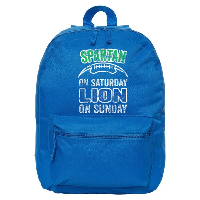 Spartan On Saturday Lion On Sunday Funny Detroit 16 in Basic Backpack