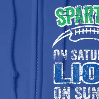 Spartan On Saturday Lion On Sunday Funny Detroit Full Zip Hoodie