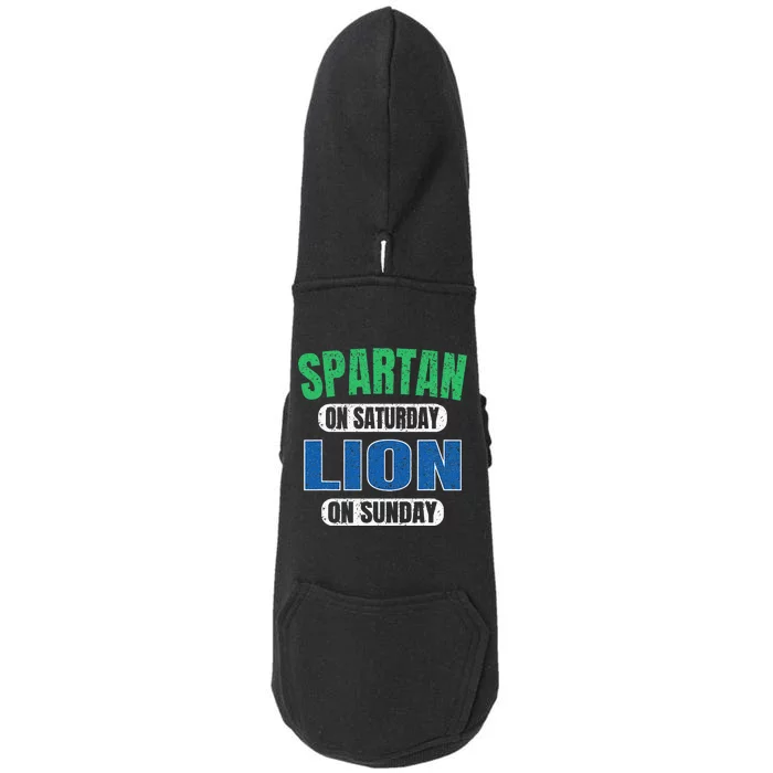 Spartan On Saturday Lion On Sunday Funny Detroit Vintage Doggie 3-End Fleece Hoodie