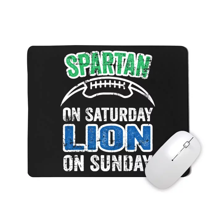 Spartan On Saturday Lion On Sunday Funny Detroit Wo Mousepad