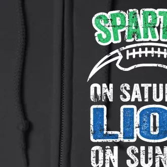 Spartan On Saturday Lion On Sunday Funny Detroit Wo Full Zip Hoodie