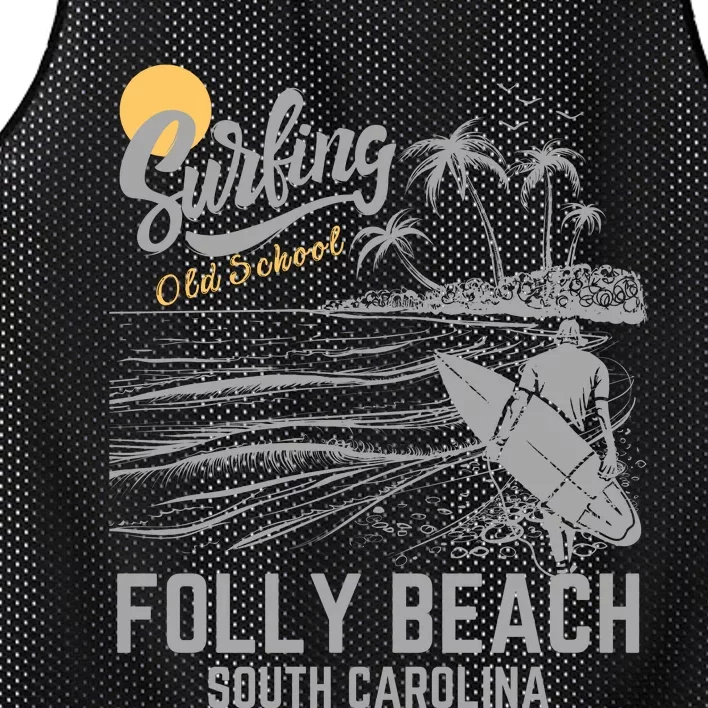 Surfing Old School Folly Beach South Carolina Mesh Reversible Basketball Jersey Tank