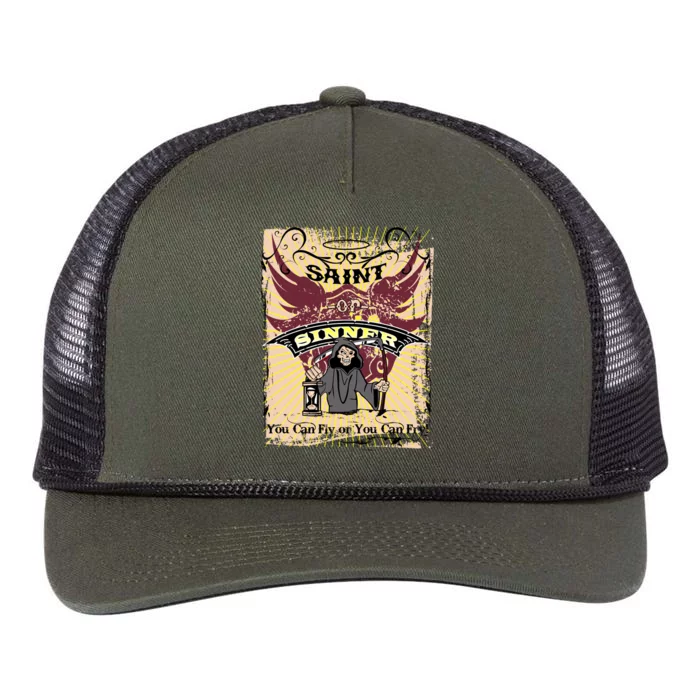 Saint Or Sinner You Can Fly Or You Can Fry! Retro Rope Trucker Hat Cap