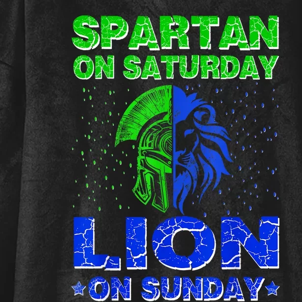 Spartan On Saturday Lion On Sunday Funny Detroit Mother Day Hooded Wearable Blanket