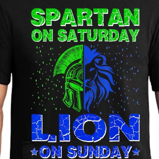 Spartan On Saturday Lion On Sunday Funny Detroit Mother Day Pajama Set