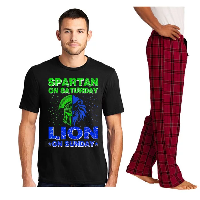 Spartan On Saturday Lion On Sunday Funny Detroit Mother Day Pajama Set