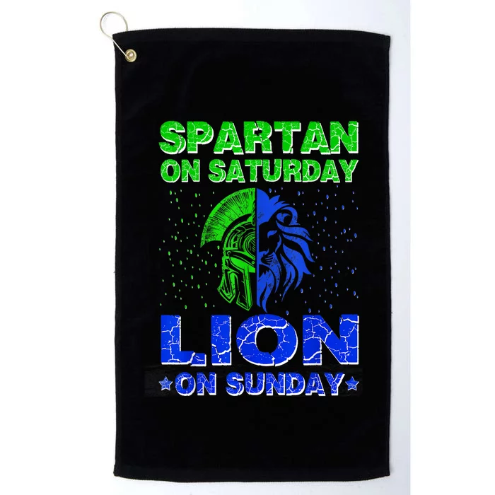 Spartan On Saturday Lion On Sunday Funny Detroit Mother Day Platinum Collection Golf Towel