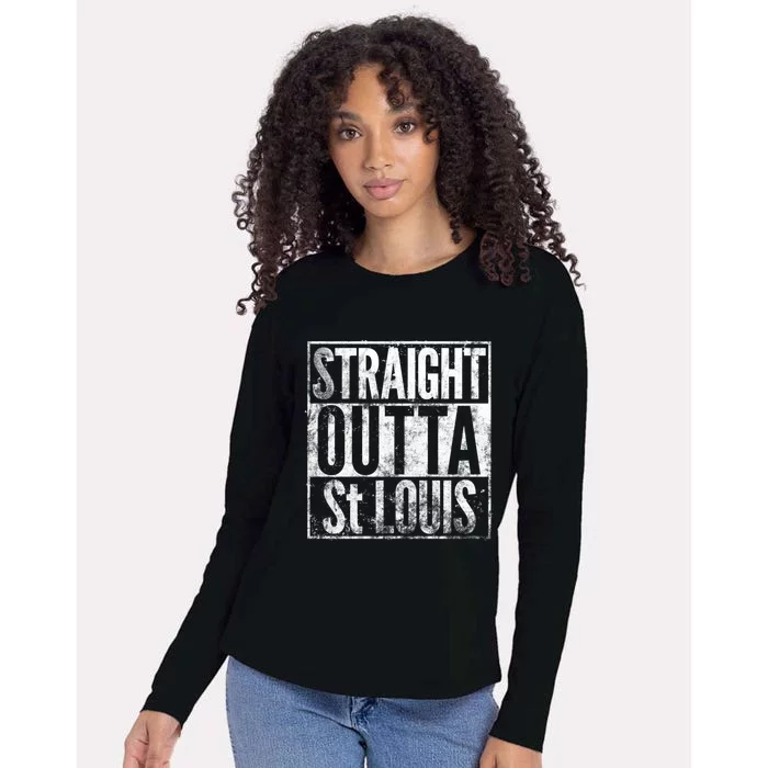 Straight Outta St Louis Missouri Distressed Effect Great Gift Womens Cotton Relaxed Long Sleeve T-Shirt