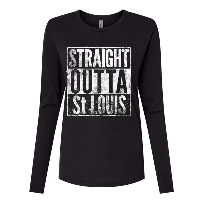 Straight Outta St Louis Missouri Distressed Effect Great Gift Womens Cotton Relaxed Long Sleeve T-Shirt