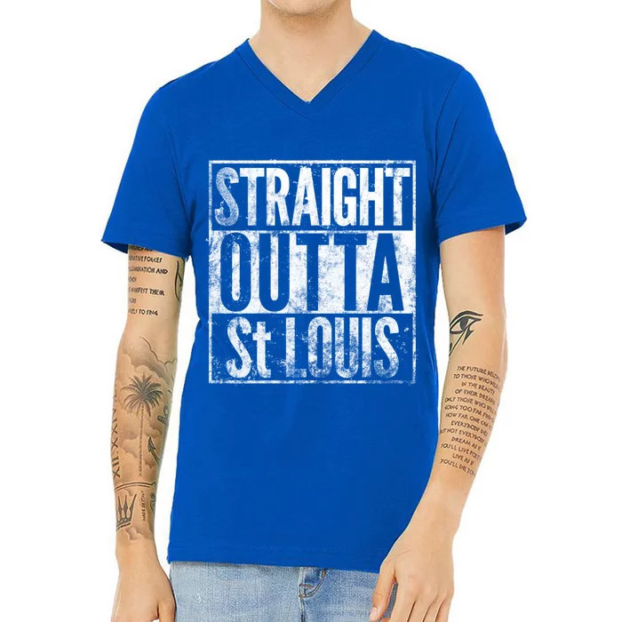 Straight Outta St Louis Missouri Distressed Effect Great Gift V-Neck T-Shirt