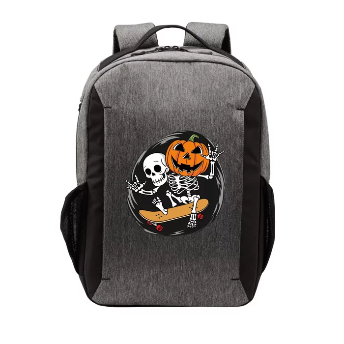 Skeleton On Skateboard With Jack O Lantern Head Funny Halloween Design Vector Backpack