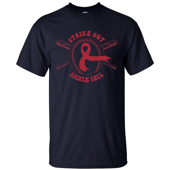 Strike Out Sickle Cell Baseball Sickle Cell Awareness Tall T-Shirt