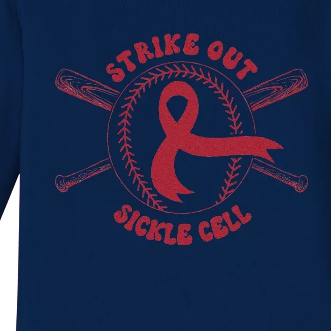 Strike Out Sickle Cell Baseball Sickle Cell Awareness Baby Long Sleeve Bodysuit