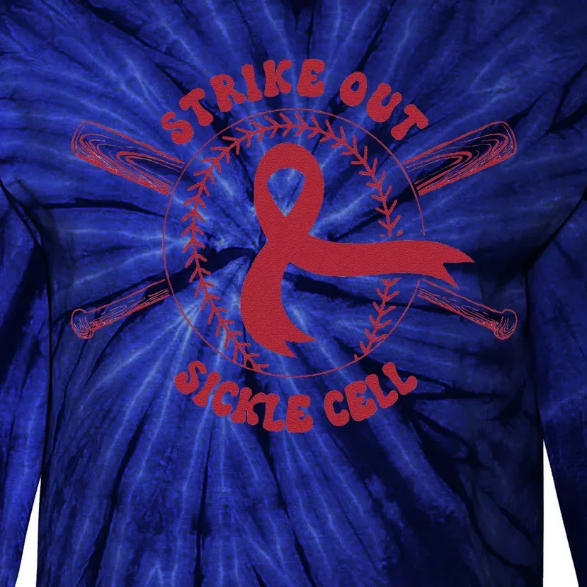 Strike Out Sickle Cell Baseball Sickle Cell Awareness Tie-Dye Long Sleeve Shirt