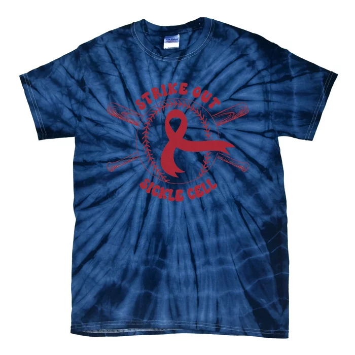 Strike Out Sickle Cell Baseball Sickle Cell Awareness Tie-Dye T-Shirt