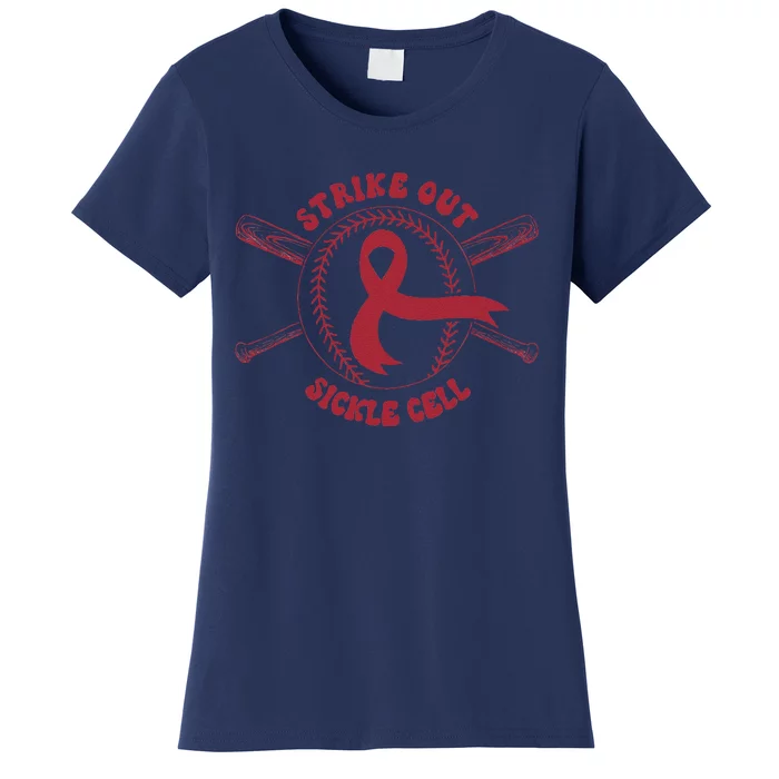 Strike Out Sickle Cell Baseball Sickle Cell Awareness Women's T-Shirt