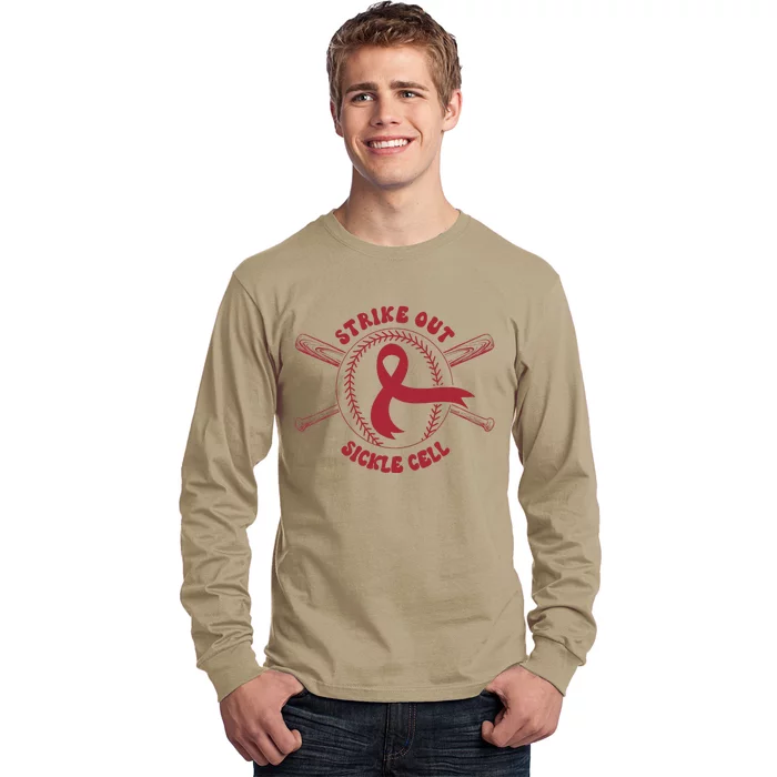 Strike Out Sickle Cell Baseball Sickle Cell Awareness Long Sleeve Shirt